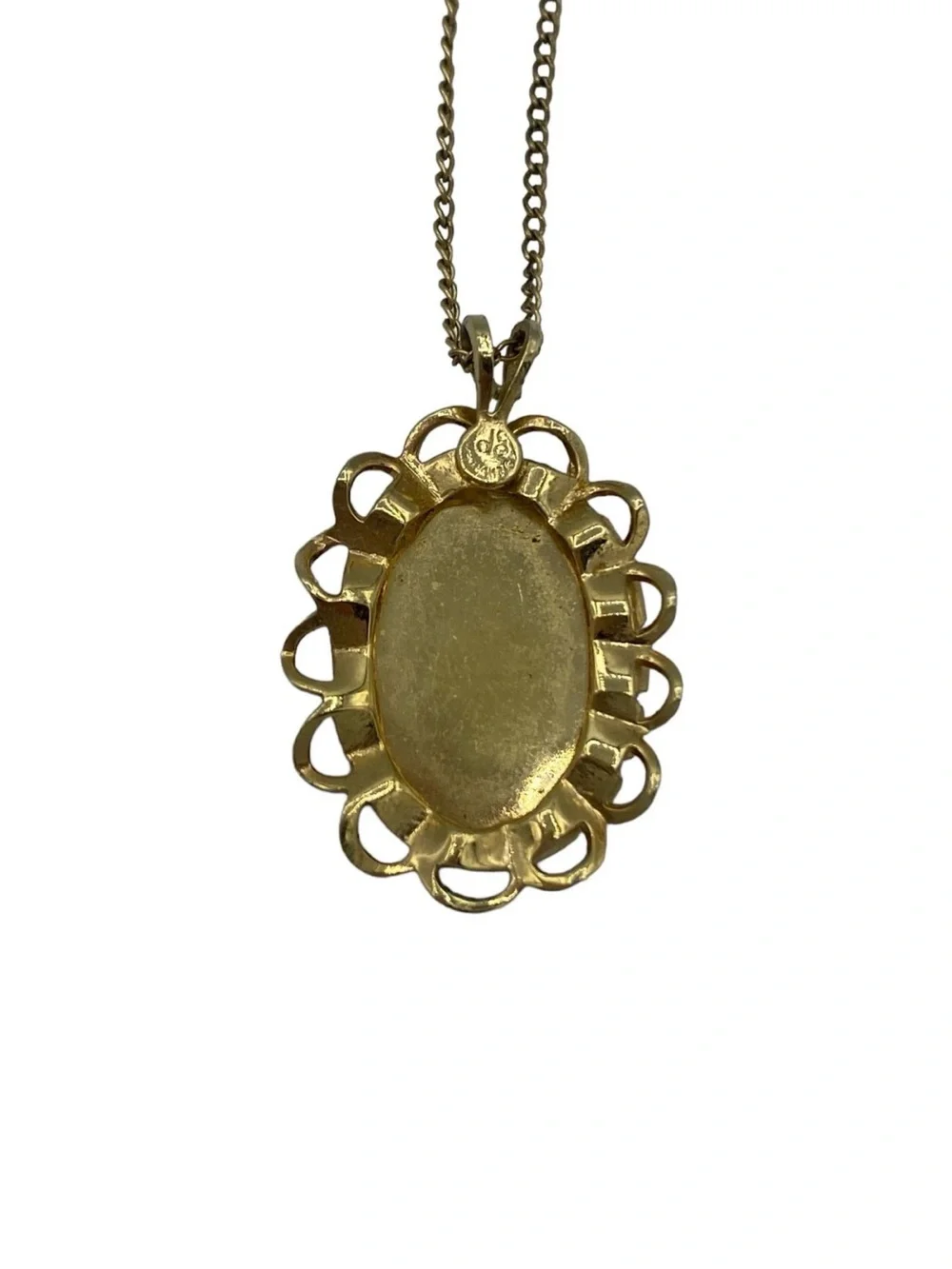 Mid Century Vintage DCE Curtis 14k GF Necklace & Pendant With Onyx Cabochon